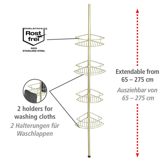 Teleskop-Eckregal Dolcedo Gold matt rostfrei WENKO