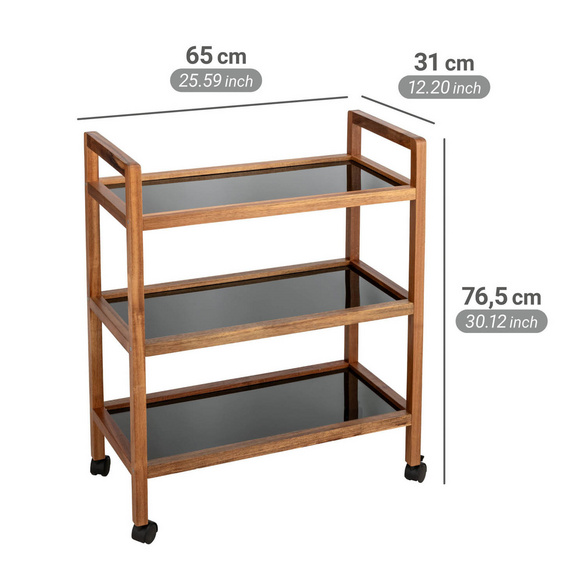 Rollregal Fondi 3 Etagen breit aus Akazienholz WENKO