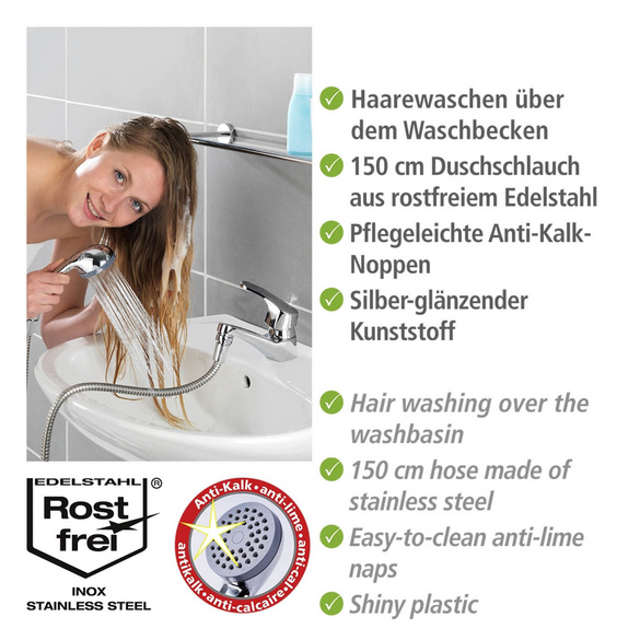 Waschbeckenbrause, mit Easy-Clip Schiebefunktion WENKO