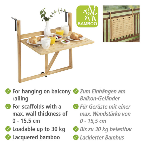 Balkon-Klapptisch Bambus Waikiki WENKO