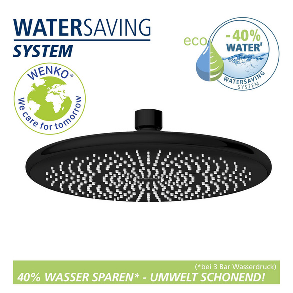 Regenduschkopf „Watersaving“ Schwarz WENKO