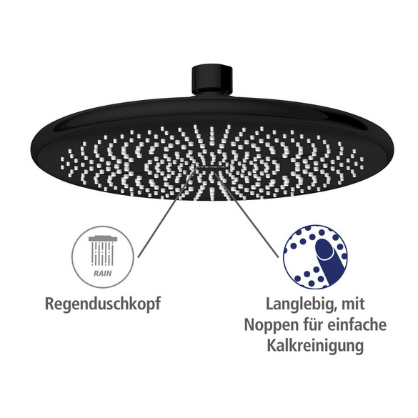 Regenduschkopf „Watersaving“ Schwarz WENKO