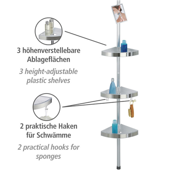 Teleskop-Duschecke Premium mit Spiegel satiniert WENKO