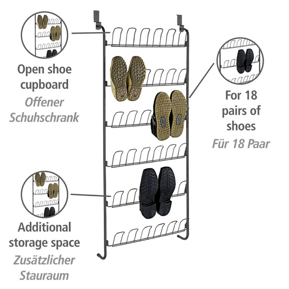Türregal für Schuhe Schwarz WENKO