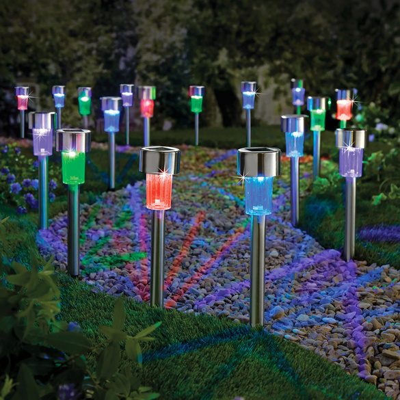 Solarleuchten Gartenstecker mit Farbwechsel 12er-Set