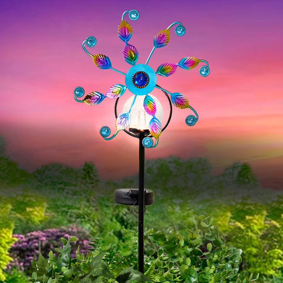 Pfauen-Windspiel mit Solarleuchte