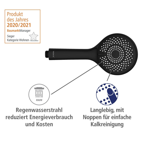 Brauseset „Watersaving“ Schwarz 70 cm WENKO
