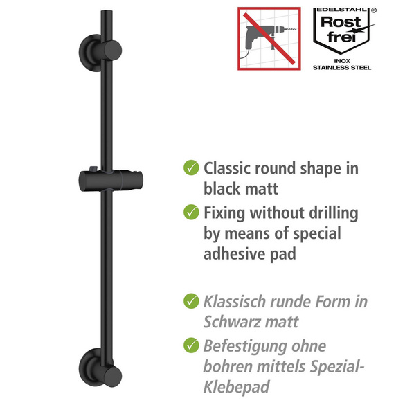 Duschstange ohne Bohren Edelstahl Schwarz WENKO