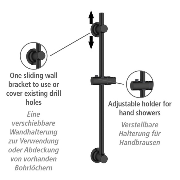 Duschstange ohne Bohren Edelstahl Schwarz WENKO
