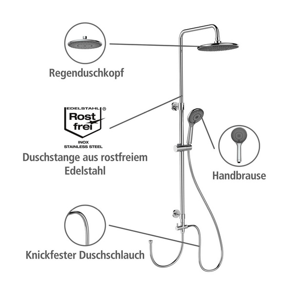 Duschsystem Watersaving Chrom höhenverstellbar WENKO