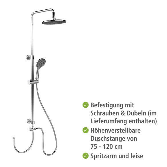 Duschsystem Watersaving Chrom höhenverstellbar WENKO