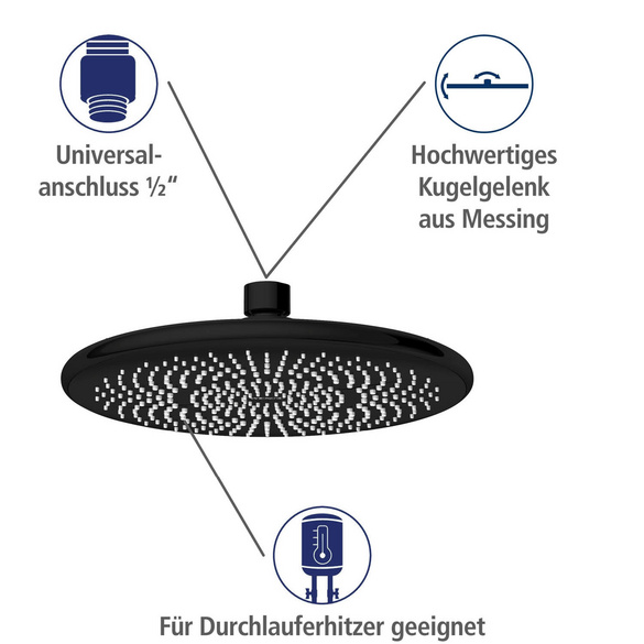 Duschsystem Watersaving Schwarz höhenverstellbar WENKO