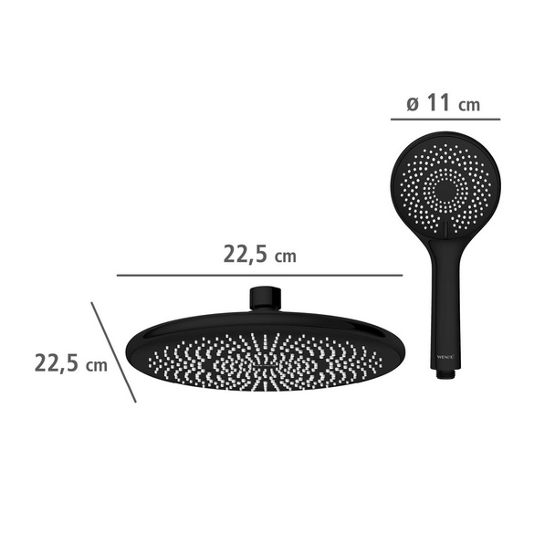 Duschsystem Watersaving Schwarz höhenverstellbar WENKO