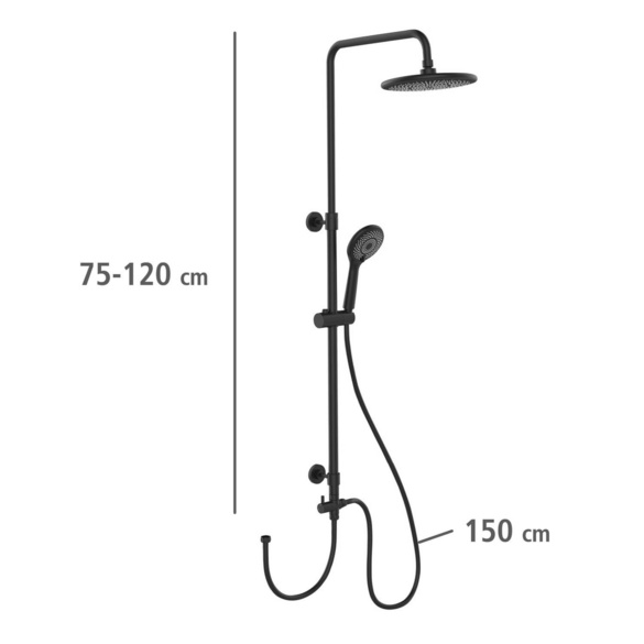 Duschsystem Watersaving Schwarz höhenverstellbar WENKO