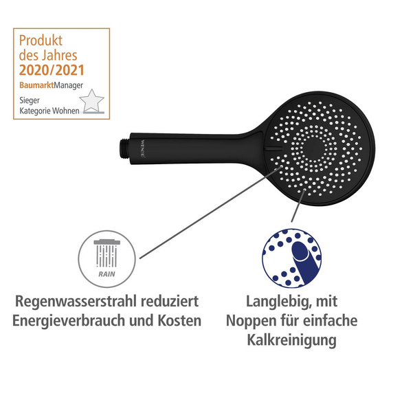 Duschsystem Watersaving Schwarz höhenverstellbar WENKO