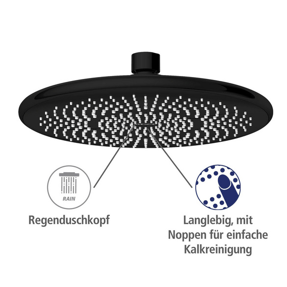 Duschsystem Watersaving Schwarz höhenverstellbar WENKO