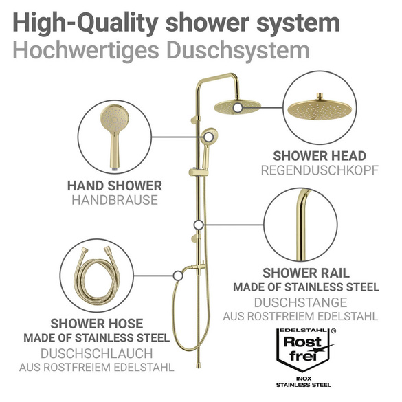 Duschsystem Young Line Gold mit 3-fach Handbrause WENKO