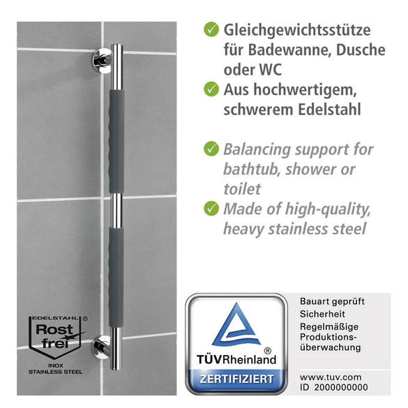 Edelstahl Wandhaltegriff „Secura“ 65,5 cm WENKO