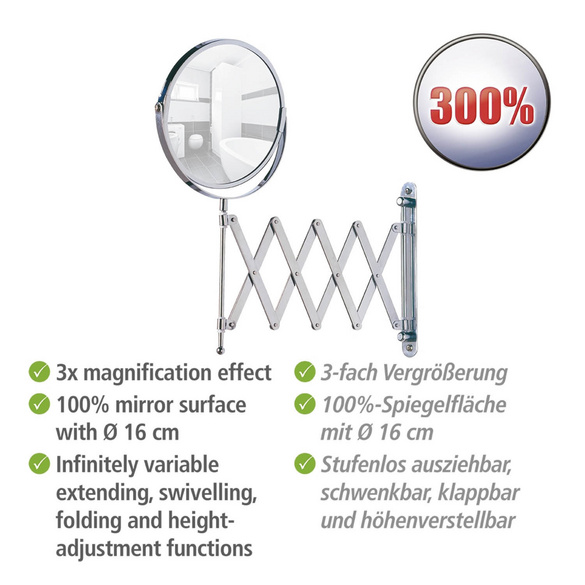 Kosmetik-Wandspiegel „Teleskop Exclusiv“ Chrom WENKO