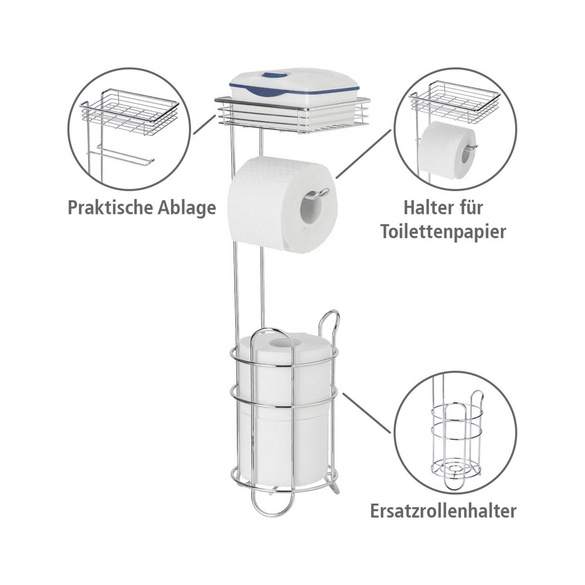 Stehender Toilettenpapierhalter mit Ablage Chrom WENKO