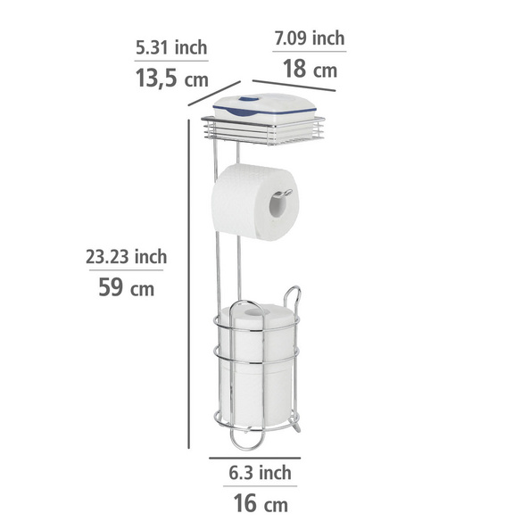 Stehender Toilettenpapierhalter mit Ablage Chrom WENKO