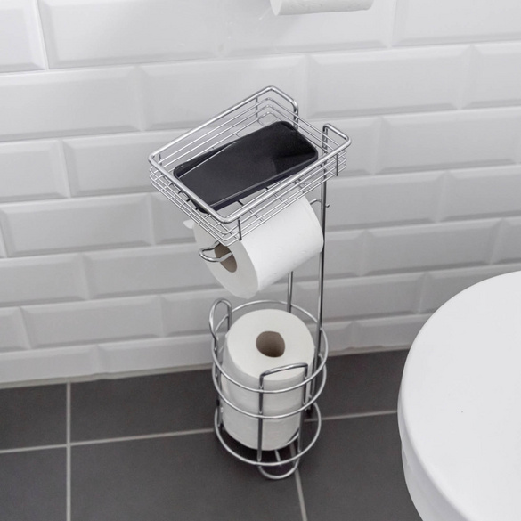 Stehender Toilettenpapierhalter mit Ablage Chrom WENKO