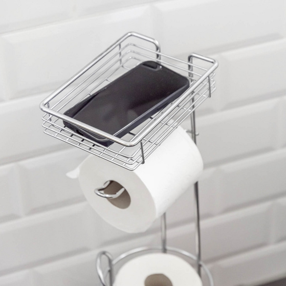 Stehender Toilettenpapierhalter mit Ablage Chrom WENKO