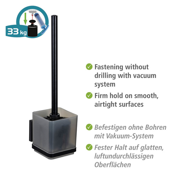 WC-Garnitur „Quadro“ Schwarz Vacuum-Loc® WENKO
