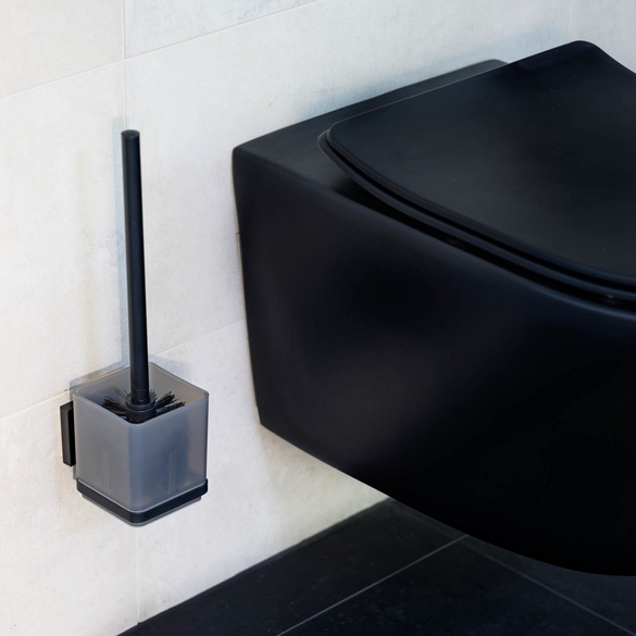 WC-Garnitur „Quadro“ Schwarz Vacuum-Loc® WENKO