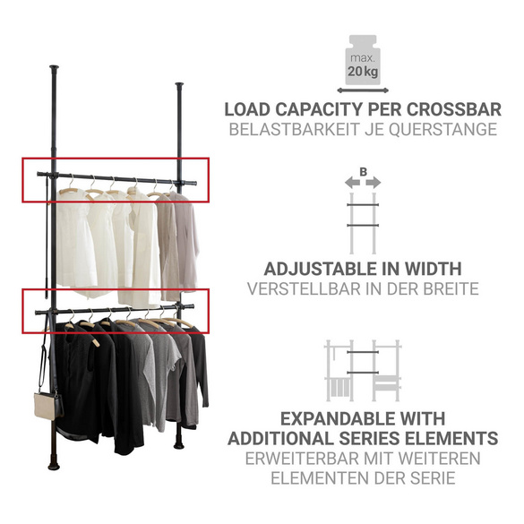 Kleiderstange Herkules 2er Set Schwarz WENKO