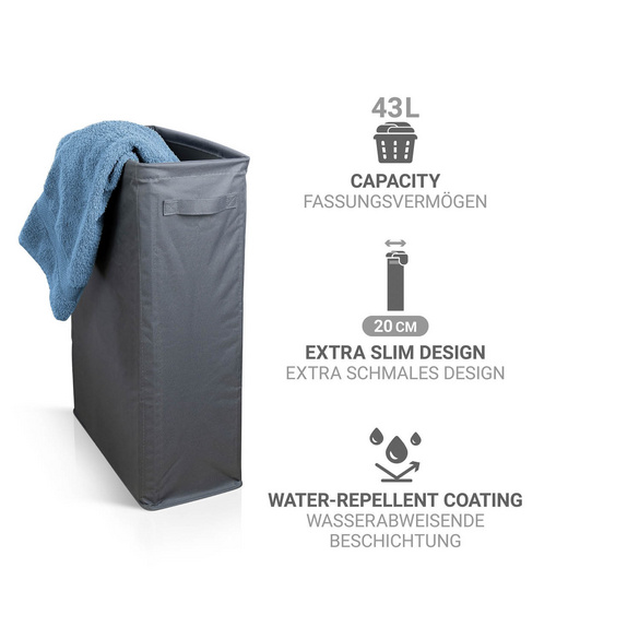 Wäschesammler Slim 46 l Anthrazit WENKO