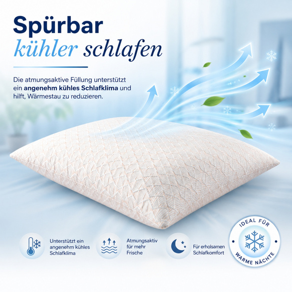 Kühlendes Kissen mit Kupferfasern
