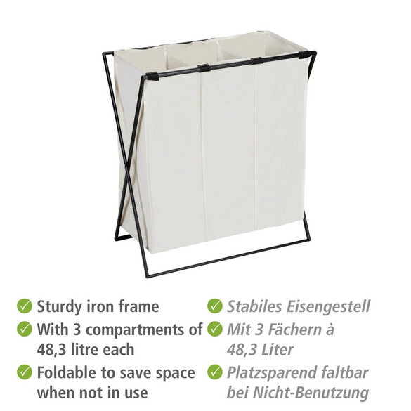 Wäschesammler Trio XL 3-fach Beige WENKO
