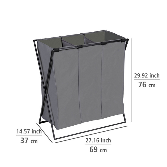 Wäschesammler Trio XL 3-fach Grau WENKO
