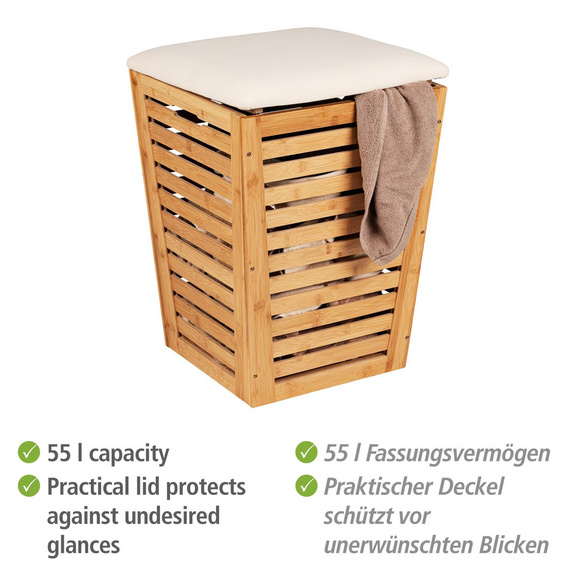 Wäschetruhe „Bambusa“ mit Sitzpolster WENKO