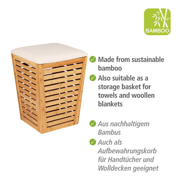 Wäschetruhe „Bambusa“ mit Sitzpolster WENKO