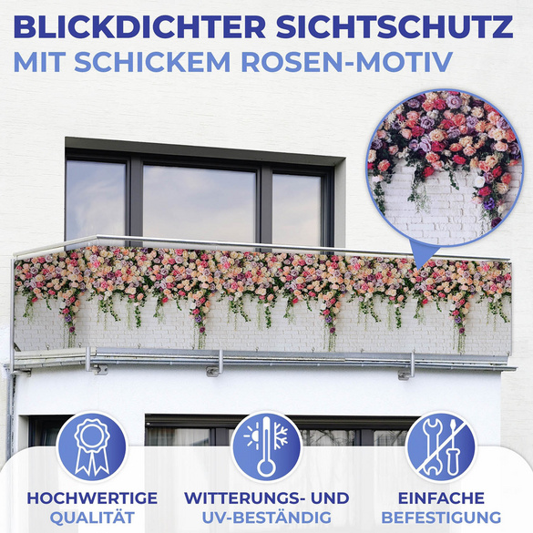 Balkon-Sichtschutz Rosen 5 m MAXIMEX