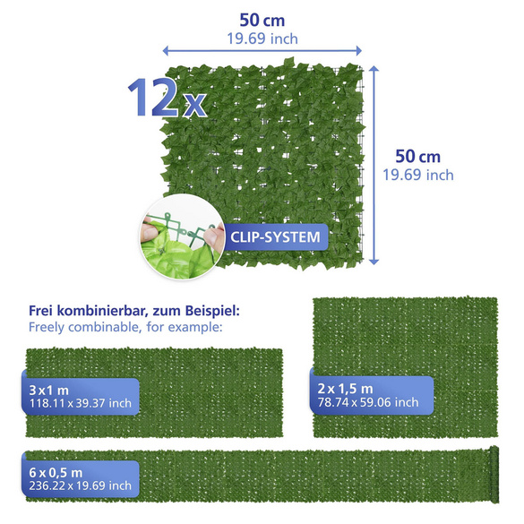 Sichtschutzmatte Efeu 3 x 1 m MAXIMEX
