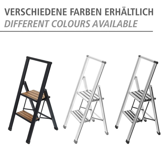 Alu-Design Klapptrittleiter 2-stufig Schwarz WENKO
