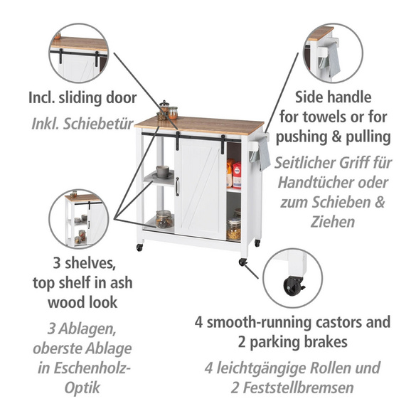 Küchenwagen Landhaus mit Rollen WENKO