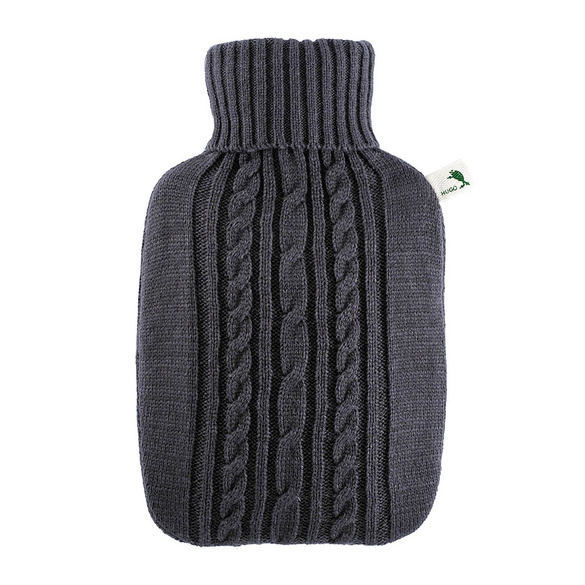 Wärmflasche Klassik Strickbezug dunkelgrau HUGO FROSCH