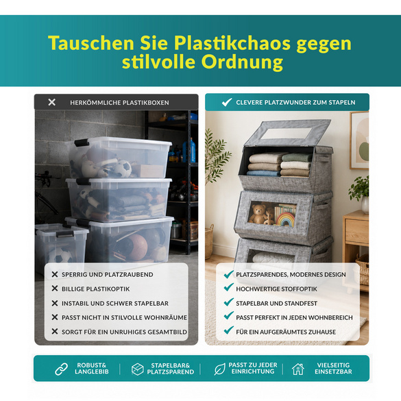 Aufbewahrungsboxen stapelbar 3er-Set Clarsen