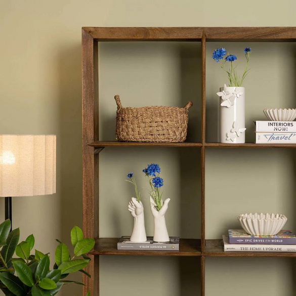 Vase mit 3D Schmetterling Dekor aus Keramik Weiß