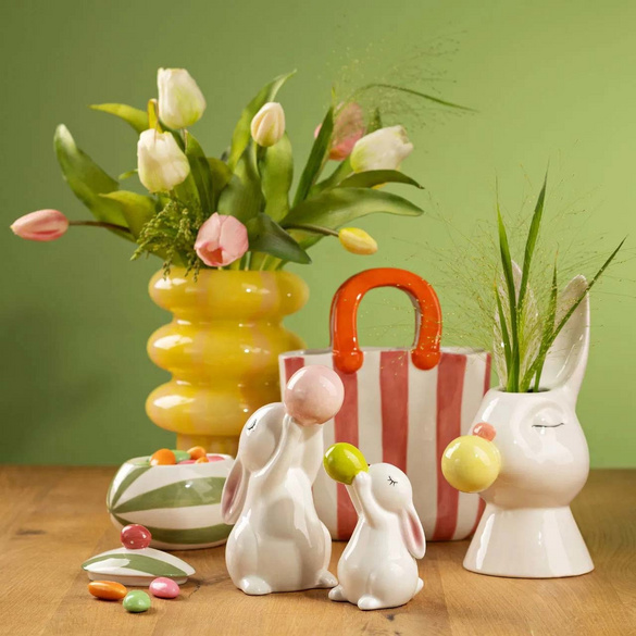 Vase Handtasche gestreift aus Keramik