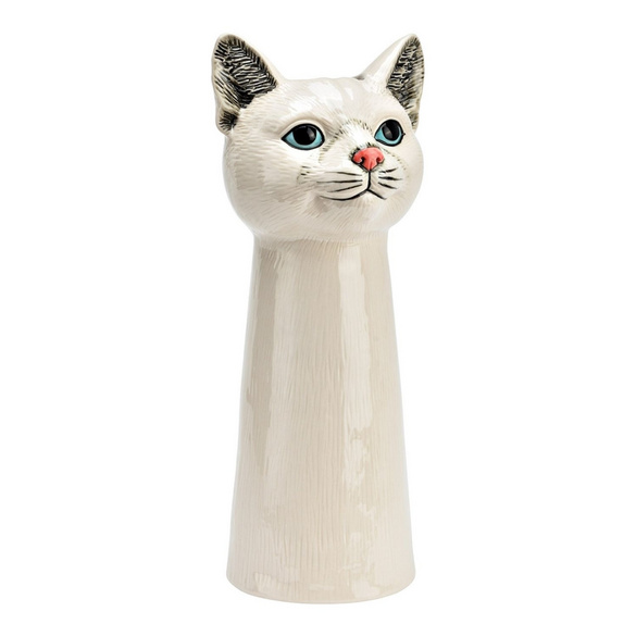 Vase Katzenkopf aus Keramik Weiß