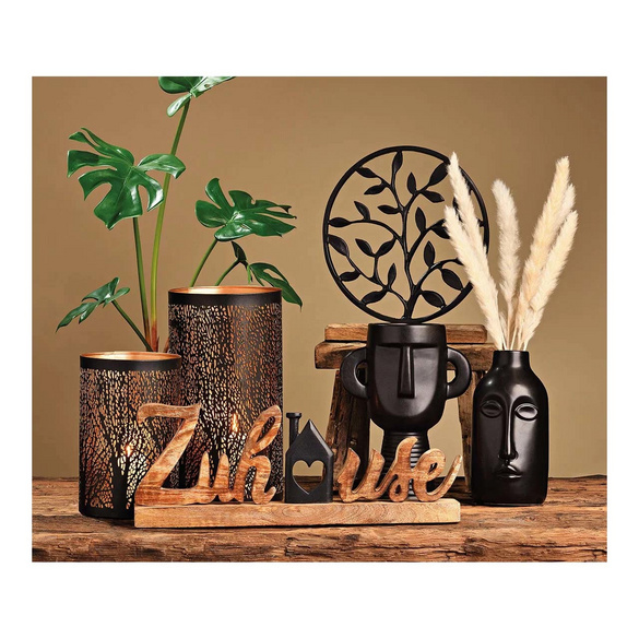 Windlichter "Baum" aus Metall Schwarz 3er-Set