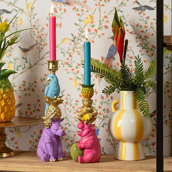 Kerzenhalter Nashorn & Papagei Pyramide