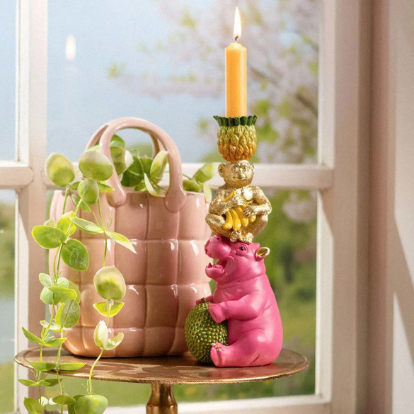 Kerzenhalter Nashorn, Affe & Ananas Pyramide