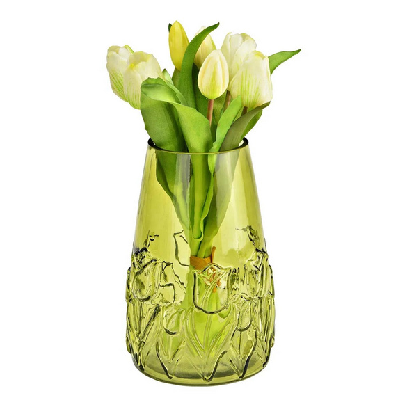 Vase mit Blumendekor grün 22 cm Höhe