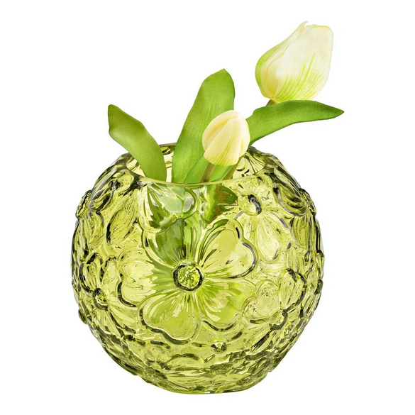 Vase mit Blumendekor grün 13 cm Höhe